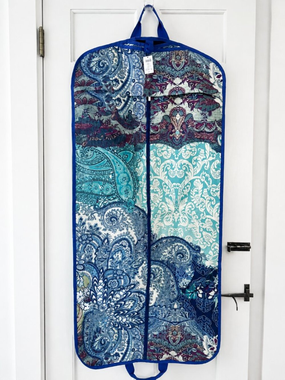 Chico's NWT Paisley Travel Garment Bag Hanging Zip Blue Multi